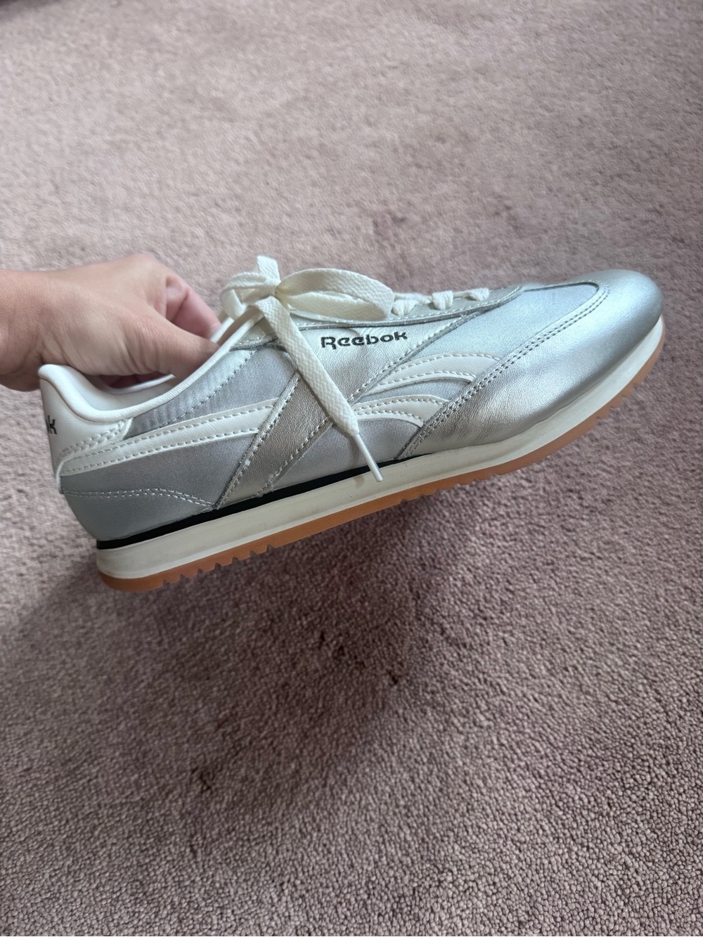Reebok Women’s Silver Lace-Up Sneakers 8.5